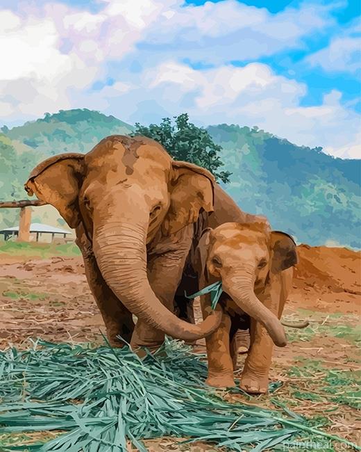 Elephants in Thailand NEW Painting By Numbers Kits