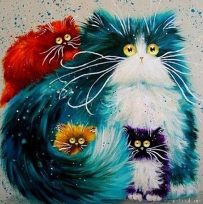 Colourful Cats Animals Painting By Numbers Kits
