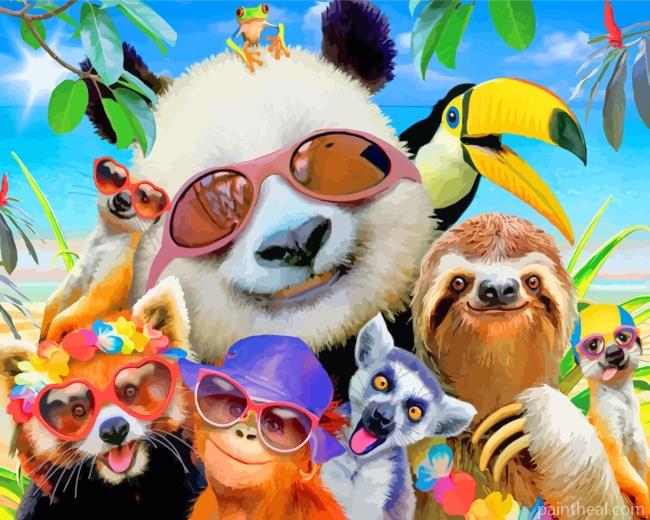 Cool Animals Enjoying The Summer Painting By Numbers Kits
