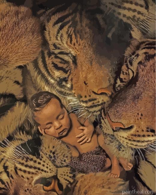 Newborn And Tigers Painting By Numbers Kits
