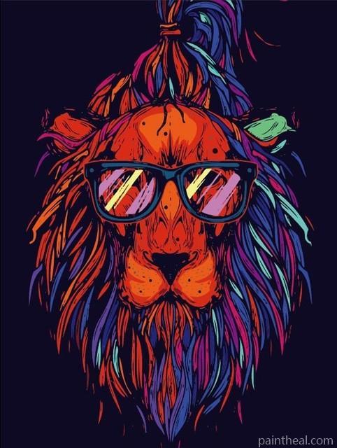 Lion Hipster Animals Painting By Numbers Kits