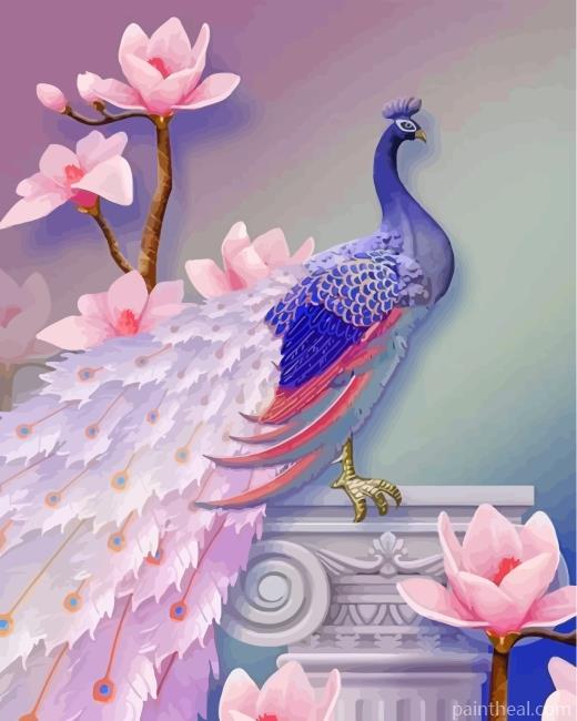 Soft Purple Peacock Painting By Numbers Kits