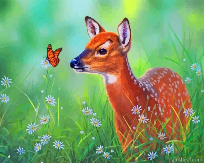 Deer And Butterfly Painting By Numbers Kits