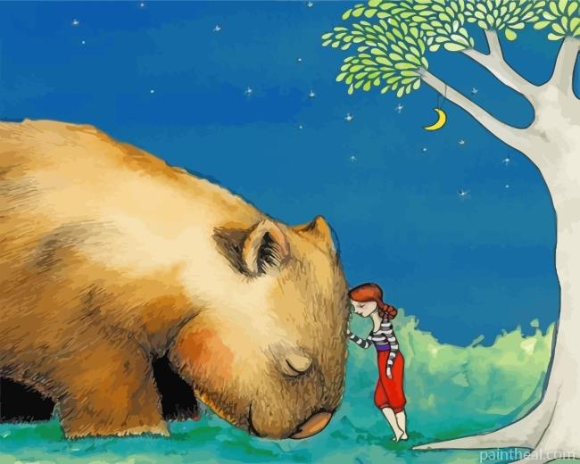 Girl And Wombat Painting By Numbers Kits