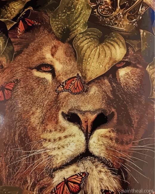 King Lion And Butterflies Painting By Numbers Kits