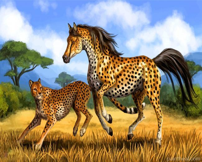 Hybrid Cheetah Horse Painting By Numbers Kits