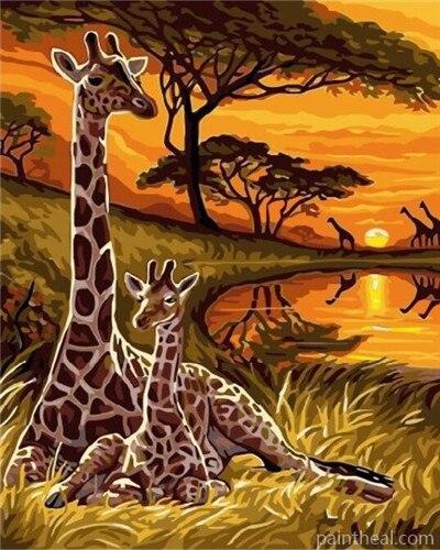 Giraffe Couple Animals Painting By Numbers Kits
