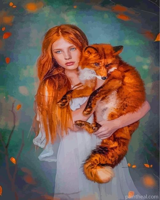 Girl And Red Fox Painting By Numbers Kits