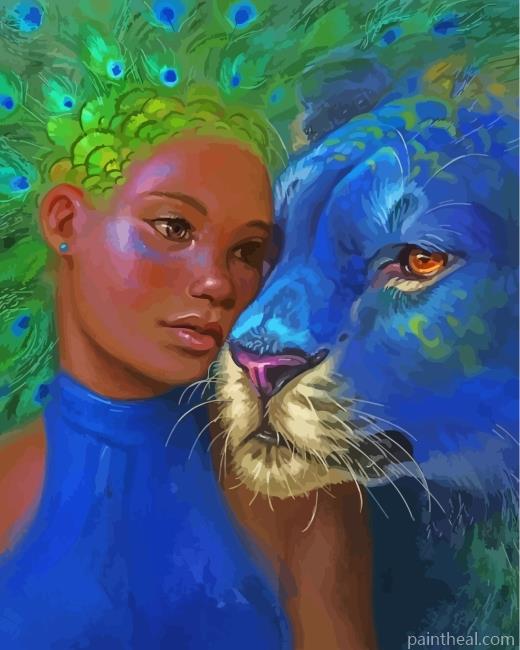 Leopard Goddess Peafowl Painting By Numbers Kits