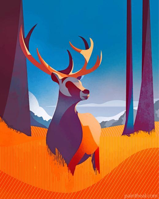Illustration Deer Painting By Numbers Kits