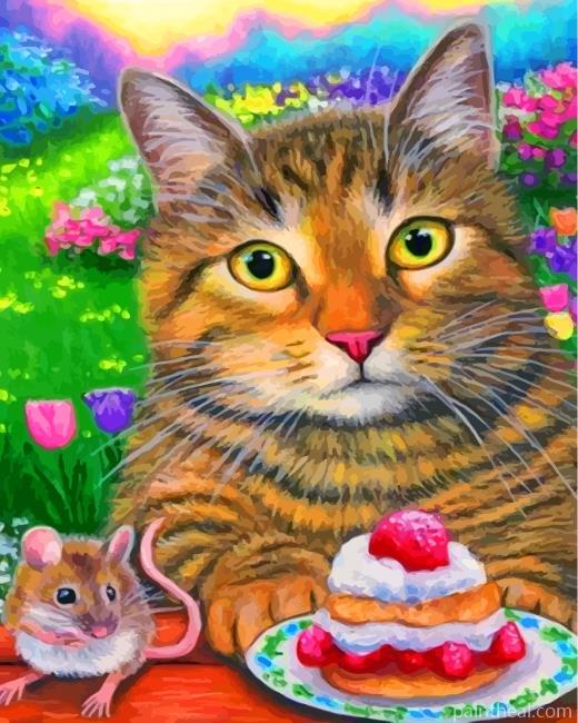 Cat Eating Cake Painting By Numbers Kits