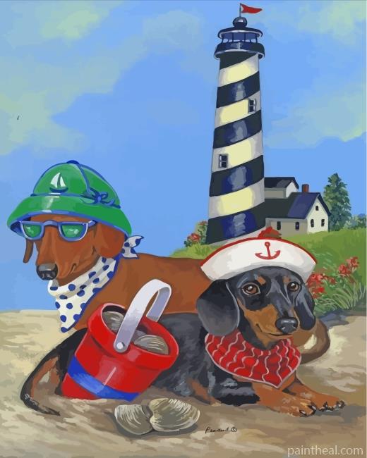 Summer Dachshund Dogs Painting By Numbers Kits