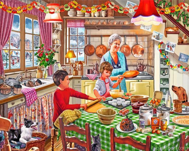 Grandma In Kitchen Painting By Numbers Kits