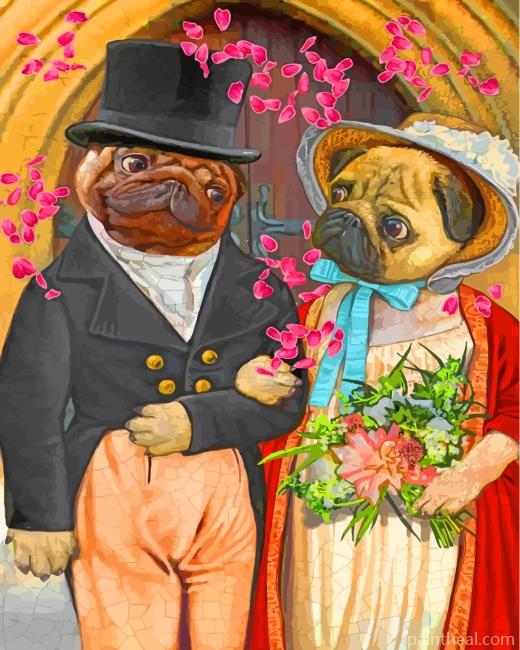 Classy Pug Couple Painting By Numbers Kits