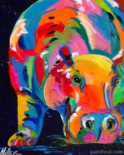 Colorful Hippo Animals Painting By Numbers Kits