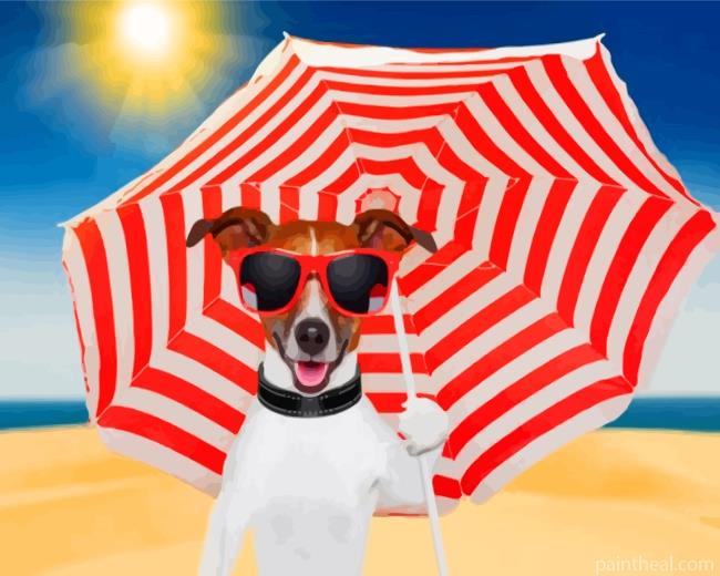 Dog Holding Umbrella Painting By Numbers Kits