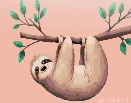 Pink Sloth Animals Painting By Numbers Kits