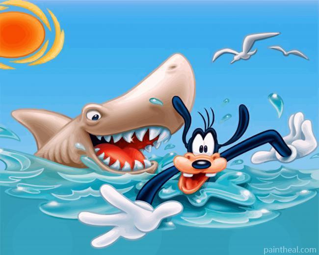 Goofy And The Shark Painting By Numbers Kits