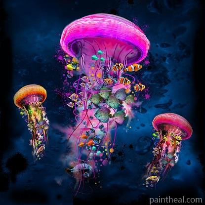 Big Jellyfishes Animals Painting By Numbers Kits