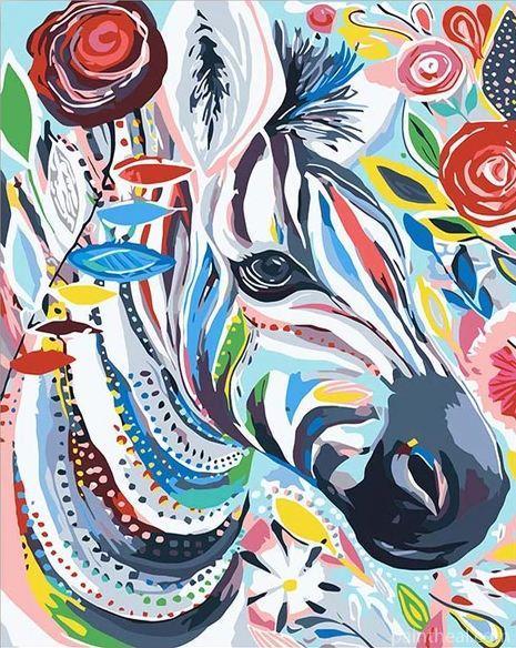 Multicolor Zebra Animals Painting By Numbers Kits