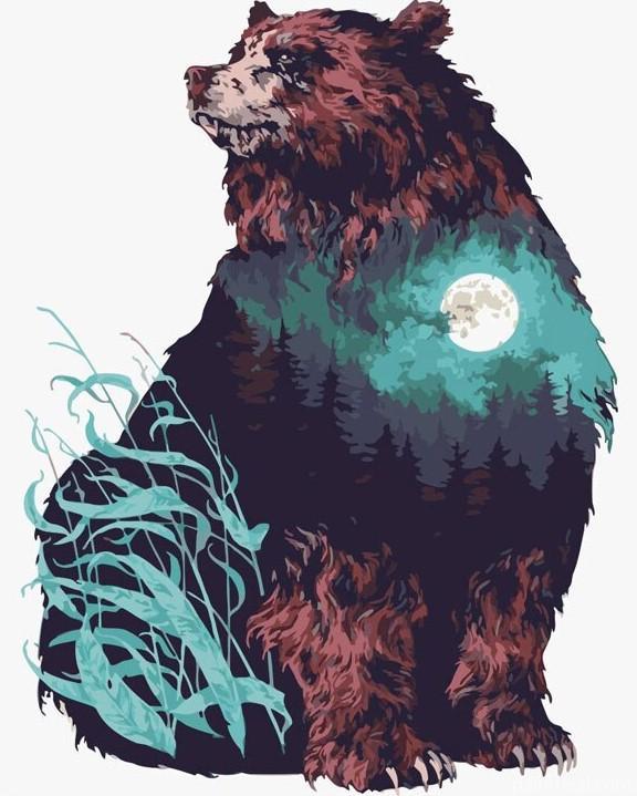 Moon Shadow Brown Bear Animals Painting By Numbers Kits