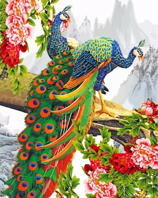 Two Peacocks Painting By Numbers Kits