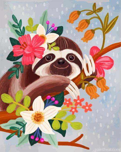 Sloth Illustration Painting By Numbers Kits