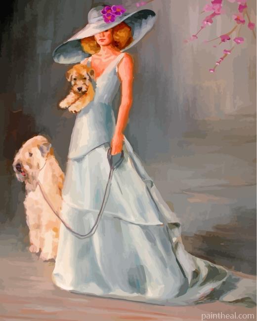 Woman And Wheaton Terrier Painting By Numbers Kits