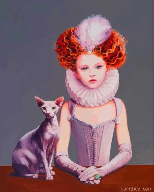 Girl And Sphinx Cat Painting By Numbers Kits