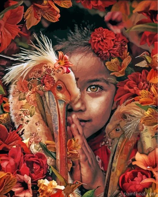 Girl And Birds Painting By Numbers Kits