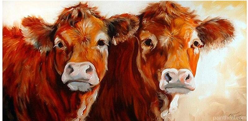 Two Brown Cows Animals Painting By Numbers Kits