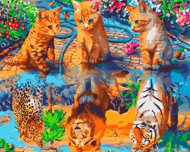 Cats Water Reflection Painting By Numbers Kits
