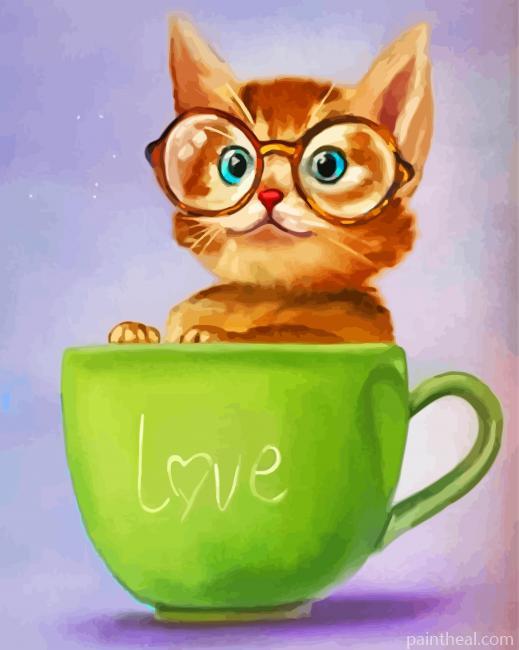 Cat In Cup Painting By Numbers Kits