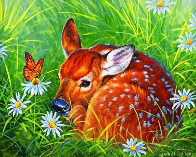 Aesthetic Deer And Butterfly Painting By Numbers Kits
