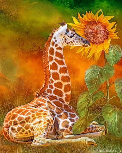 Giraffe And Sunflower Painting By Numbers Kits