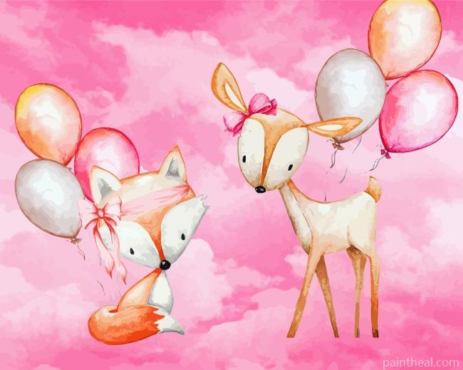 Cute Fox And Gazelle Painting By Numbers Kits