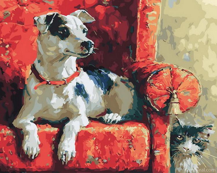Dog On The Couch Animals Painting By Numbers Kits