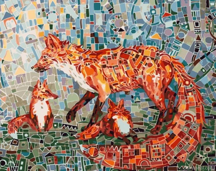 Mosaic Fox Animals Painting By Numbers Kits