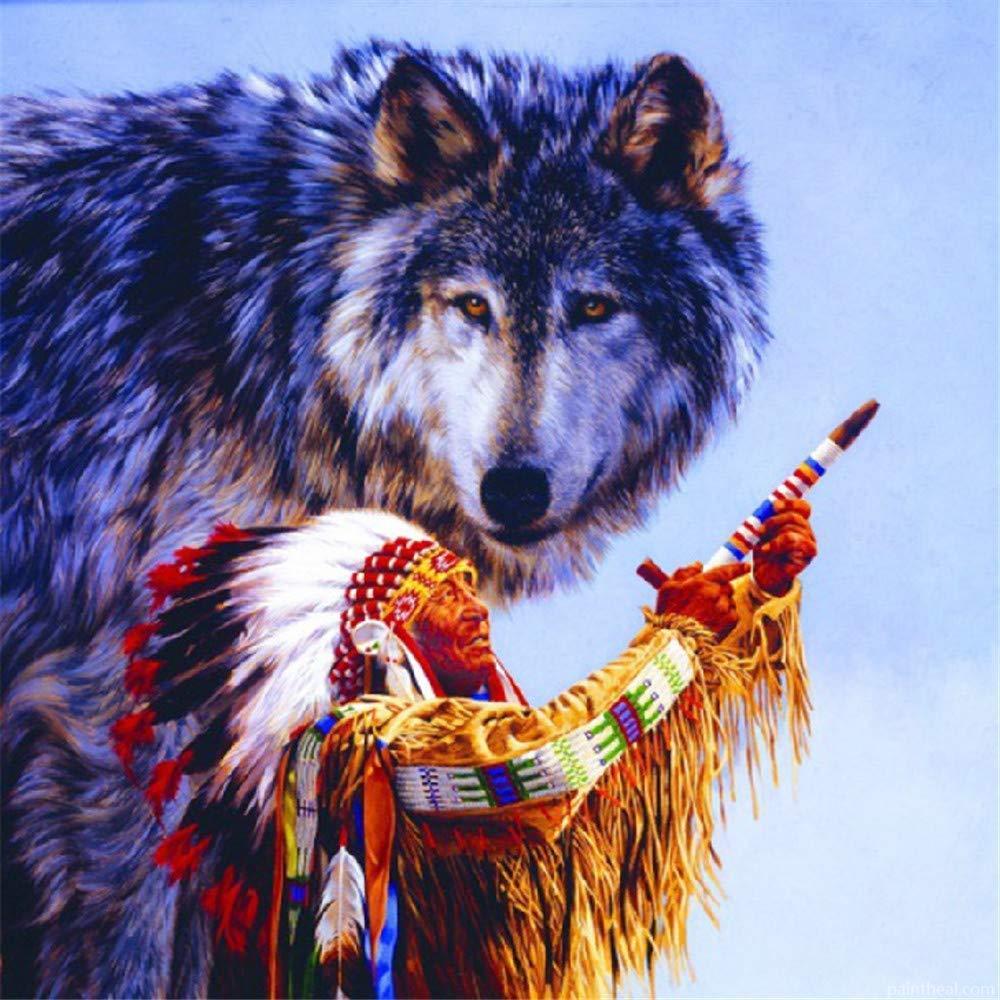 Native American Wolf Animals Painting By Numbers Kits