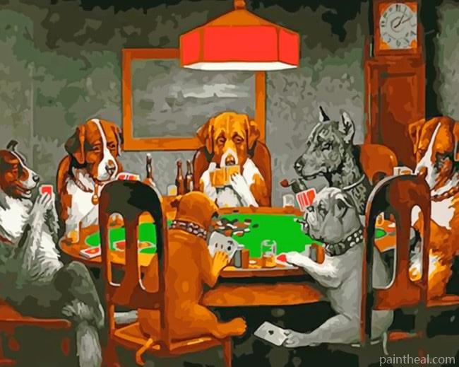 Dogs Playing Cards Animals Painting By Numbers Kits