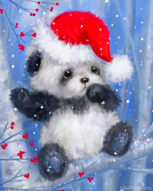 Christmas Panda Animals Painting By Numbers Kits