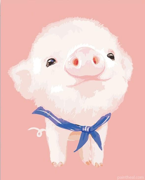 Cute Pink Pig Animals Painting By Numbers Kits