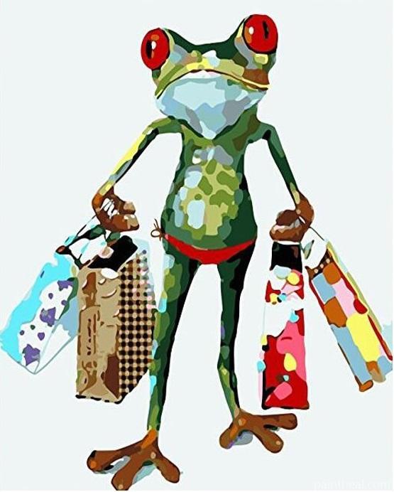 Frog shopping Animals Painting By Numbers Kits