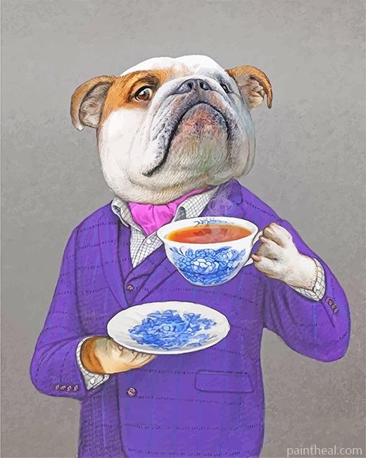 Bulldog Drinking Coffee NEW Painting By Numbers Kits