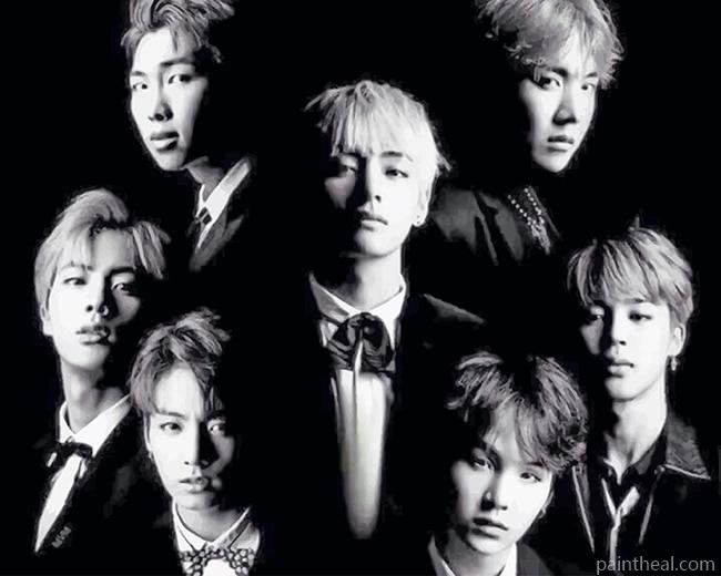 BTS Black and White-NEW Painting By Numbers Kits