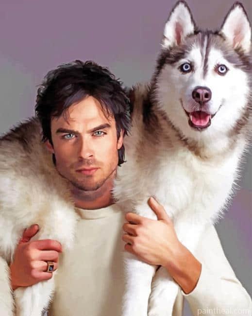 Ian Somerhalder With His Pet Painting By Numbers Kits