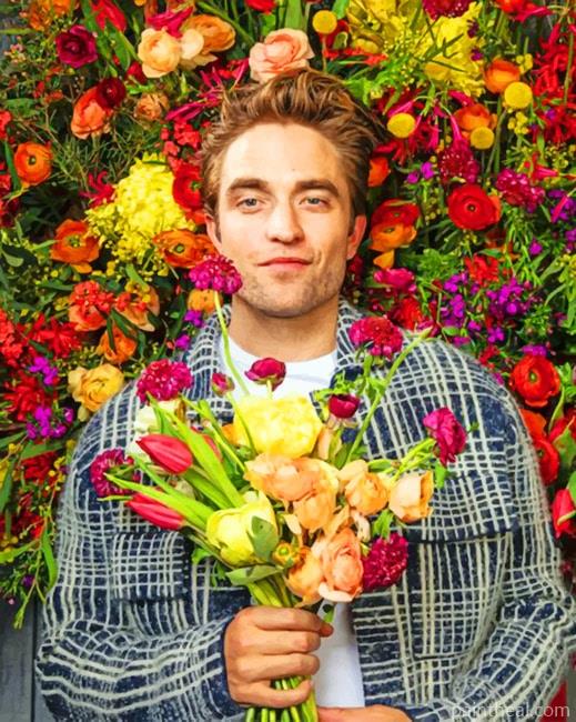 Robert Pattinson And Colorful Flowers NEW Painting By Numbers Kits