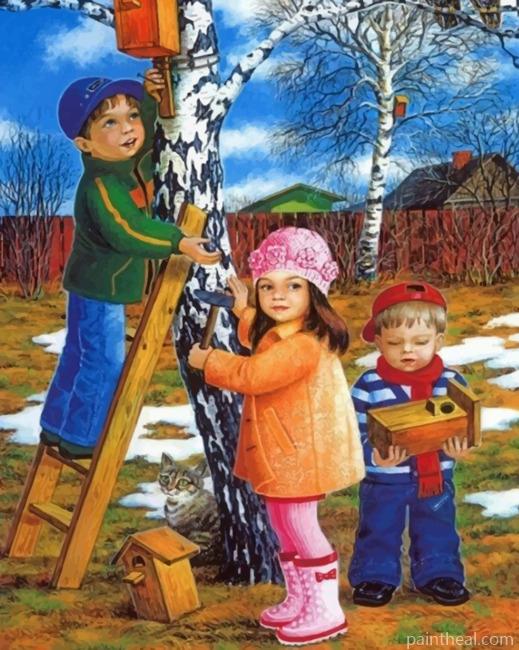 Birdhouse Buillding Painting By Numbers Kits