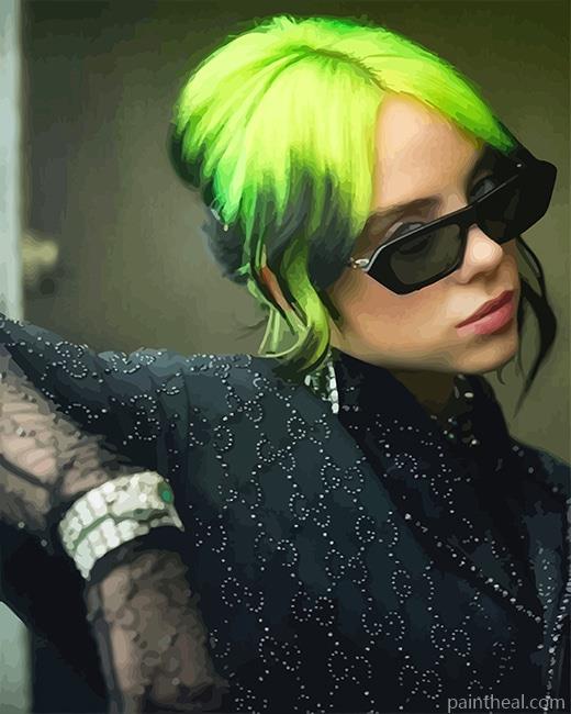 Green Hair Billie Eilish NEW Painting By Numbers Kits