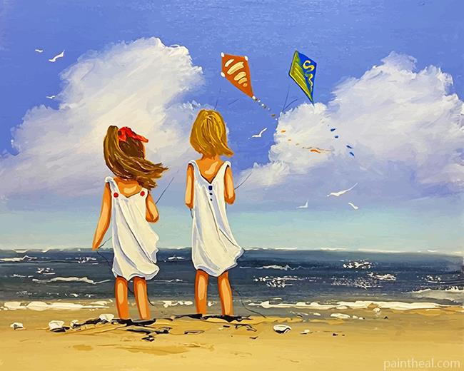 Sisters Enjoying Their Time Painting By Numbers Kits